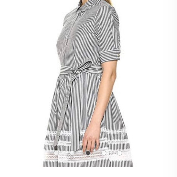 Calvin Klein Striped Bow Sleeve Belt Dress. NWT - Picture 2 of 6